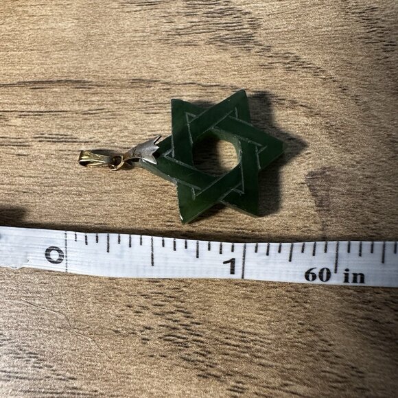 Jade Jadeite Jewish Star Of David Pendant - Picture 4 of 4